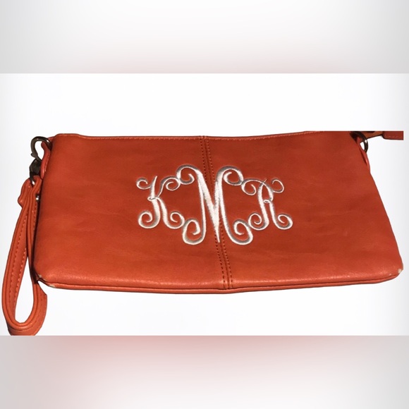 CHARMING CHARLIE Y2K Orange Monogram Wristlet - Picture 2 of 8